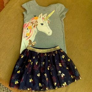 Unicorn shirt and skirt set. See pics